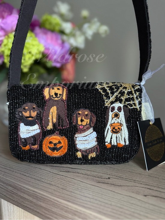 T.J.Maxx Handbags - Made in India Halloween Daschund ghost web puppy Costume Beaded Shoulder Bag